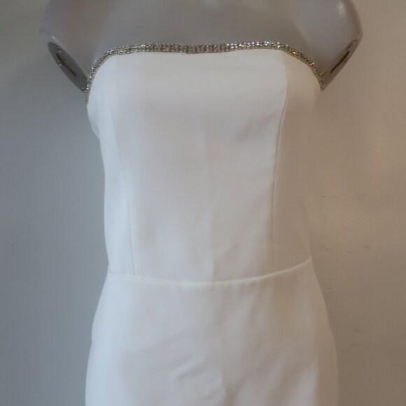 NWT Women Generation Love White Rhinestone Joelle Crystal Strapless Dress 8 - Picture 8 of 15